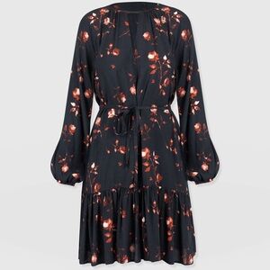 NWT Saint + Sofia Mini Tiered Dark Roses Long Sleeve Dress Sz US 8